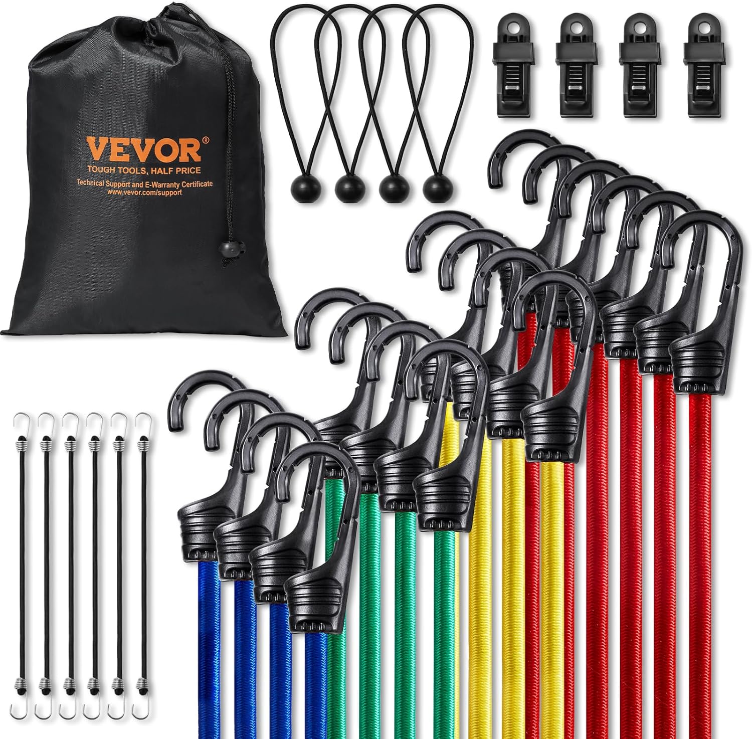32pcs Bungee Cords Assortment